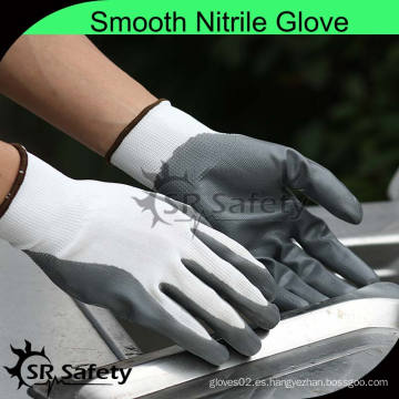 SRSAFETY Baratos 13 guantes tejidos de punto revestido de nitrilo gris guantes de trabajo